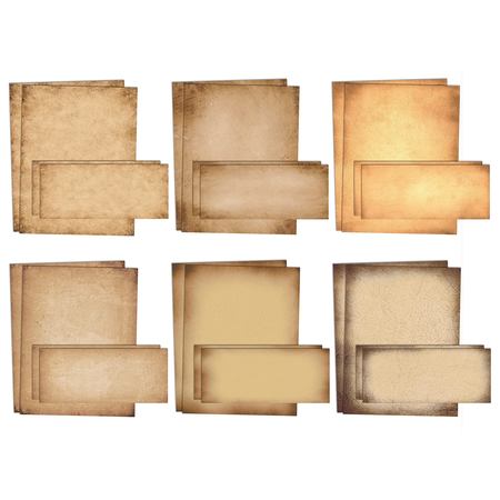BETTER OFFICE PRODUCTS Aged Paper Stationery, 50 Sheets/50 Env, Antique Parchment Paper, Letter Size, 6 Designs, 100PK 63900